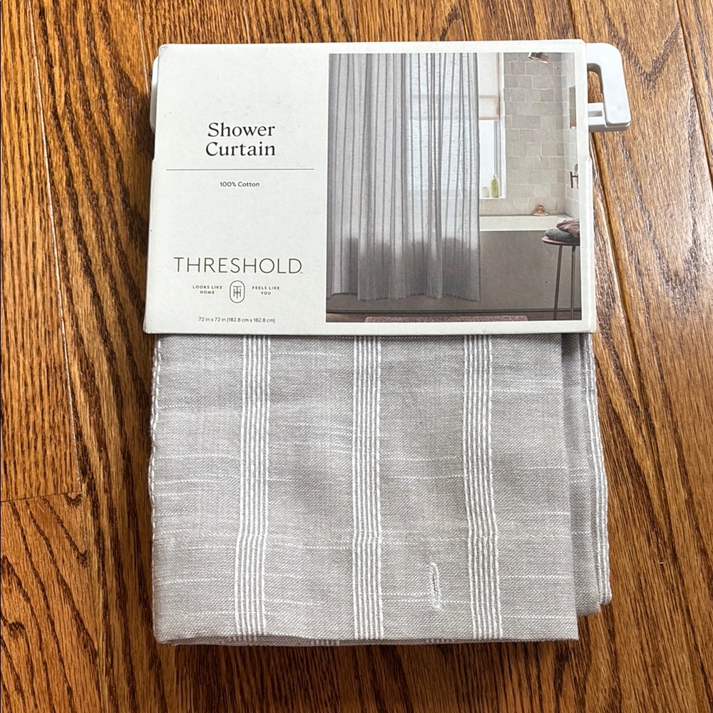 Threshold Light Gray and White Shower Curtain new in package